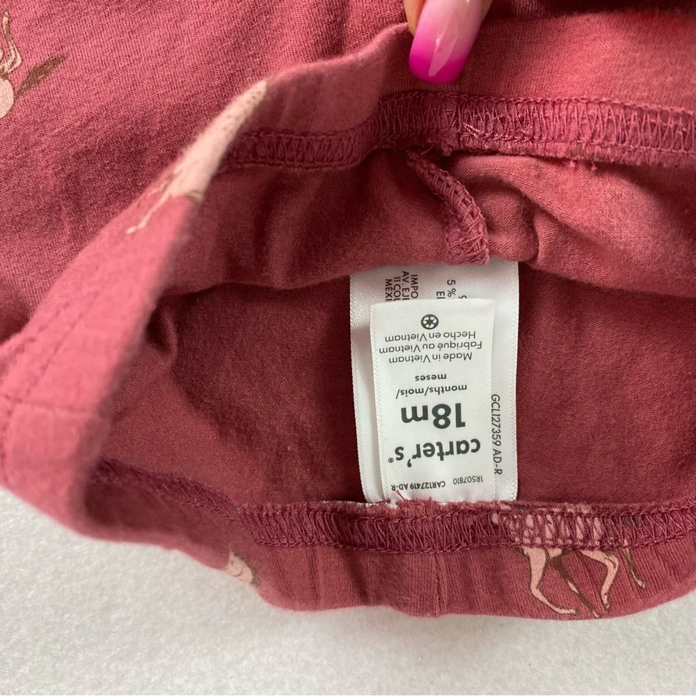 Carter's Burgundy Quilted Sweatshirt & Flare leg Pull on Toddler Girls Size 18m